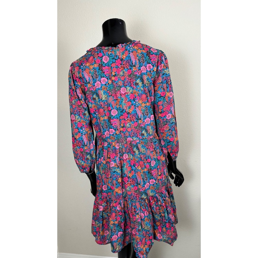 J.Crew Liberty Fabrics Floral Mini Dress XS Ruffle Hem Long Sleeve 3204 - Picture 4 of 6